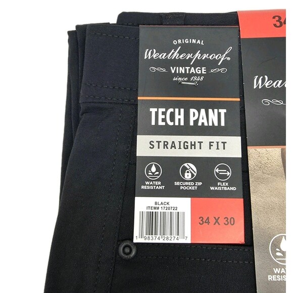 Weatherproof Men's 34x30 Straight Stretch Tech Pant Flex Waistband Zip Pocket - Picture 14 of 16